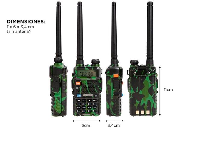 Handy Baofeng UV-5R 8w Camuflado Bi-Banda Kit x3 Hasta 12km + 6 Baterías y 3 Manos Libres - 4