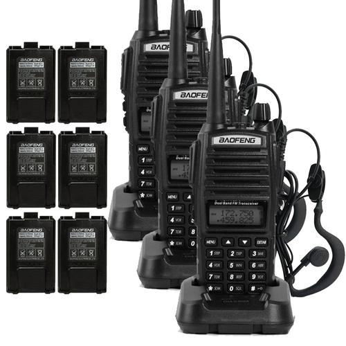 Handy Baofeng UV-82 10w Kit x3 Bi-Banda 128CH Hasta 20km  6 Baterías y 3 Manos Libres - 0