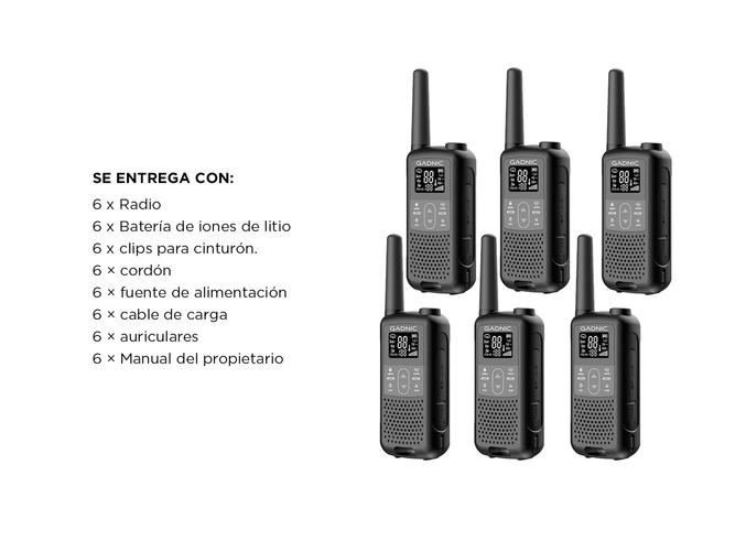 Kit 6 Mini Walkie Talkie Gadnic WK5200 Bidireccional de Largo Alcance - 6