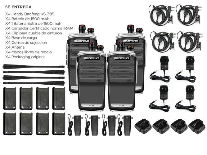 Handy Baofeng KS-305 Profesional Kit x4 5w Hasta 10km + 8 Baterías y 4 Manos Libres - 5