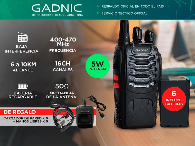  Handy Gadnic WK99U Kit x6 5w 16CH UHF Hasta 10km + Manos Libres - 1