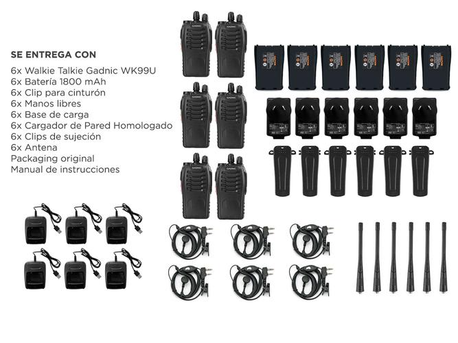  Handy Gadnic WK99U Kit x6 5w 16CH UHF Hasta 10km + Manos Libres - 6