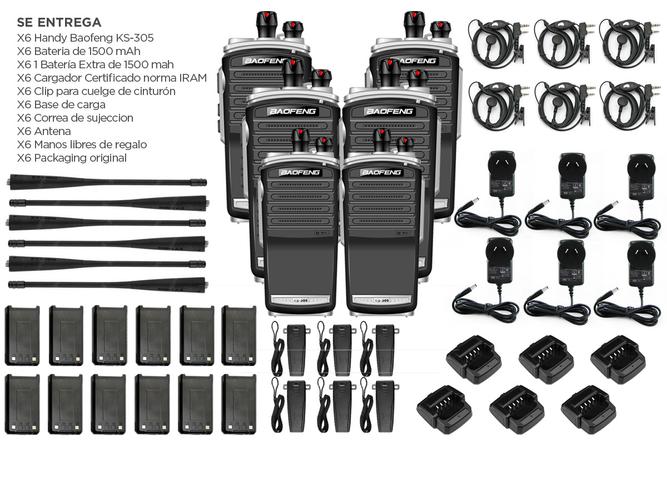 Handy Baofeng KS-305 Profesional Kit x6 5w Hasta 10km + 12 Baterías y 6 Manos Libres - 5