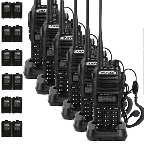 Handy Baofeng UV-82 10w Kit x6 Bi-Banda 128CH Hasta 20km + 12 Baterías y 6 Manos Libres - 0