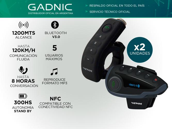 Intercomunicador Moto Gadnic G-800 Kit x2 Bluetooth  - 1