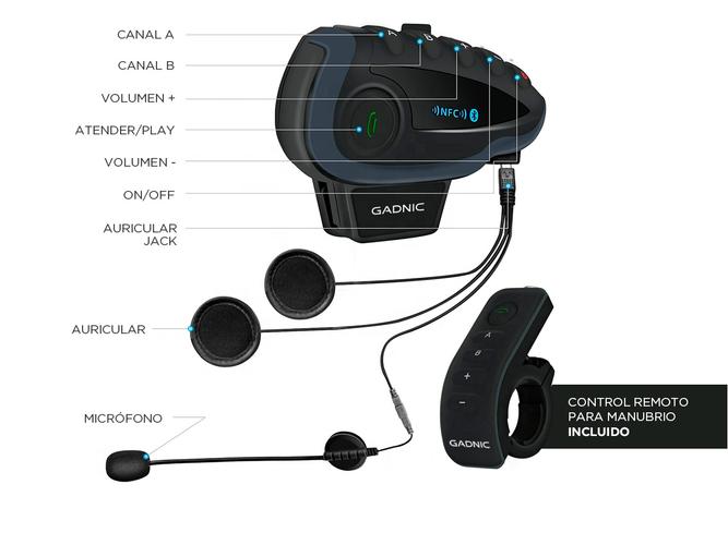 Intercomunicador Moto Gadnic G-800 Kit x2 Bluetooth  - 5