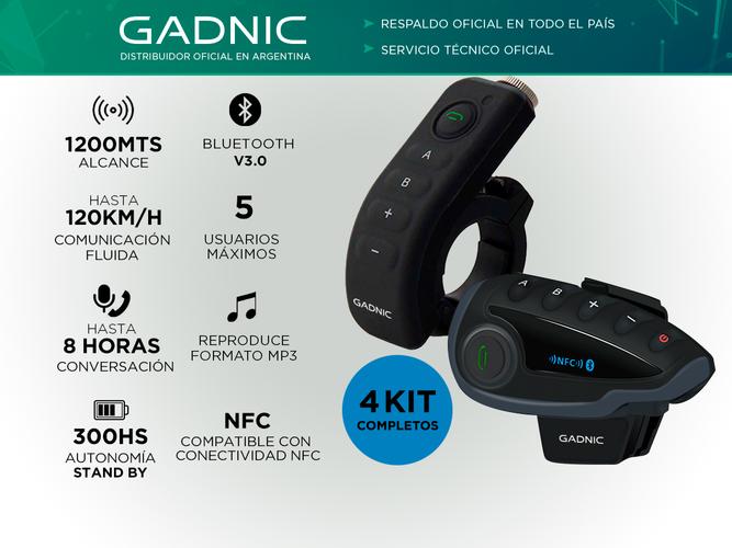 Intercomunicador Moto Gadnic G-800 Kit x4 Bluetooth - 1