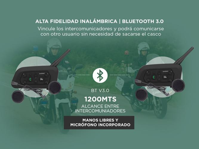 Intercomunicadores Moto Gadnic G-600 Set x 2 Manos Libres Bluetooth 1200mts Hasta 120km/h - 2