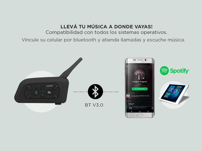 Intercomunicador Bluetooth Kit x4 Gadnic G-600 para Casco - 3