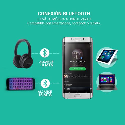 Auricular Bluetooth Gadnic H-BASS + Parlante Bluetooth LED - 2