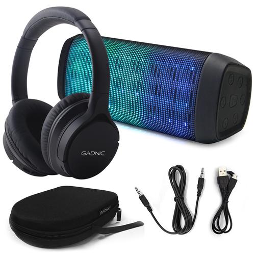 Auricular Bluetooth Gadnic H-BASS + Parlante Bluetooth LED - 0
