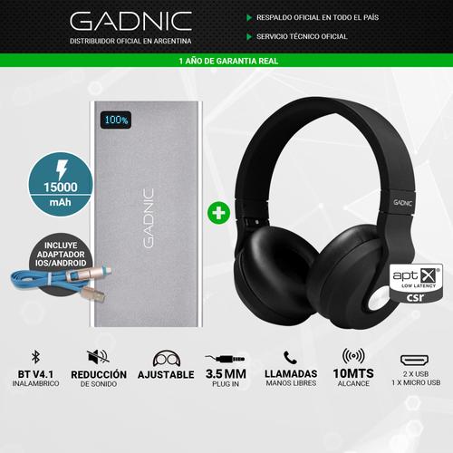 Auricular Bluetooth Gadnic ProGad + Power Bank 15000 mAh - 1