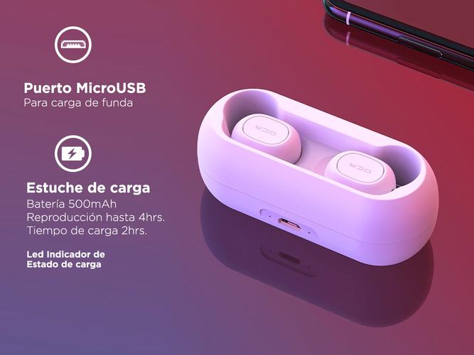 Kit x 2 Auriculares Bluetooth QCY T1C Manos Libres Inalámbrico IPX5 Blanco - 4