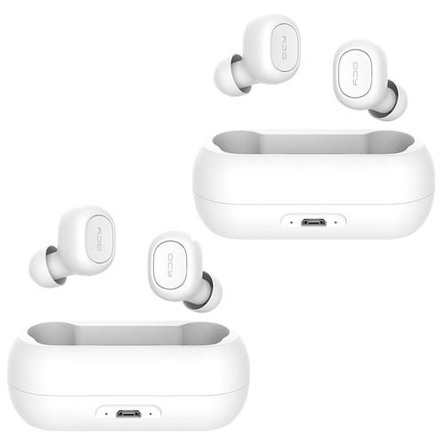Combo x2 Auriculares Bluetooth Qcy T1 Blanco Inalambricos Micrófono Wireless - 0