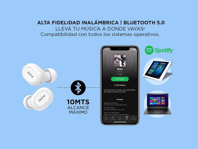 Combo x2 Auriculares Bluetooth Qcy T1 Blanco Inalambricos Micrófono Wireless - 2