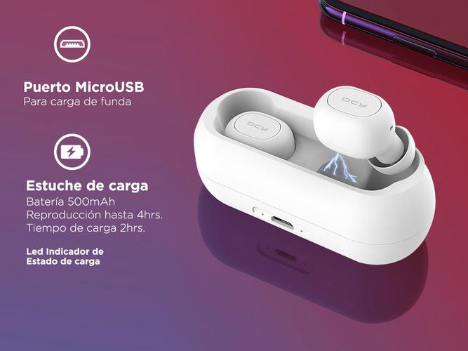 Combo x2 Auriculares Bluetooth Qcy T1 Blanco Inalambricos Micrófono Wireless - 4