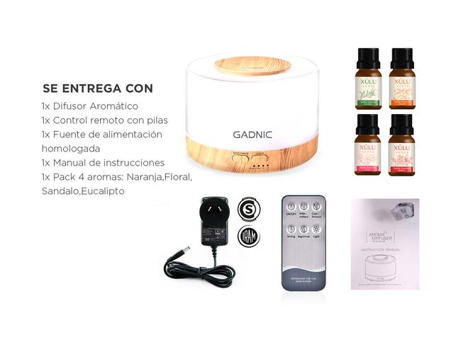Kit Humidificador Aromatizante Difu0004 LED + Set Aceites Escenciales 4 Aromas - 6
