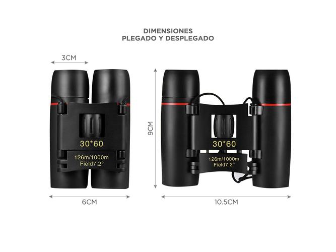 Kit x3 Binoculares Wildstec 30x60 Tamaño Mini Hasta 1000mts Ángulo de 7,2° - 5