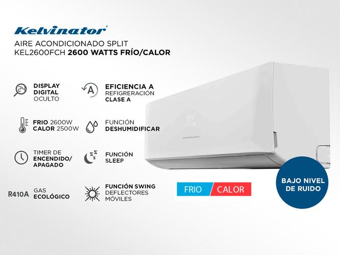 Aire Acondicionado Kelvinator Split Frío / Calor 2250 Frigorías 2600w Eficiencia A - 1