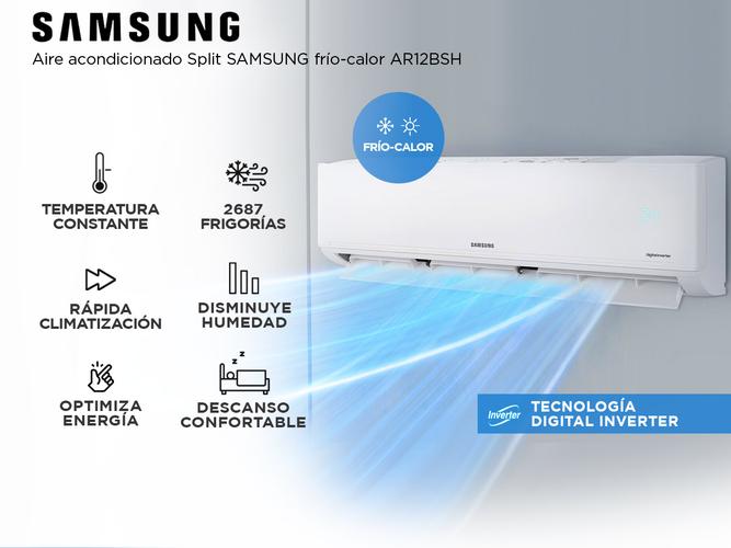 Aire Acondicionado Samsung Split Digital Inverter FrioCalor 2687F  3000W AR12BSHQAWK2BG - 1