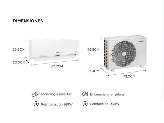Aire Acondicionado Samsung Split Digital Inverter FrioCalor 2687F  3000W AR12BSHQAWK2BG - 4