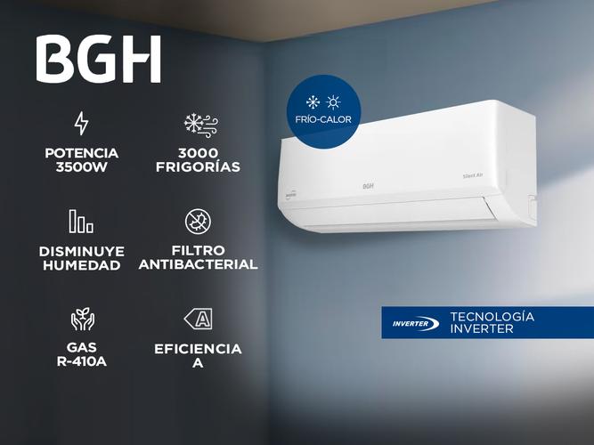 Aire Acondicionado BGH Inverter Split Frio/Calor Silent Air 3000F 3500w BSI35WCGT  - 1