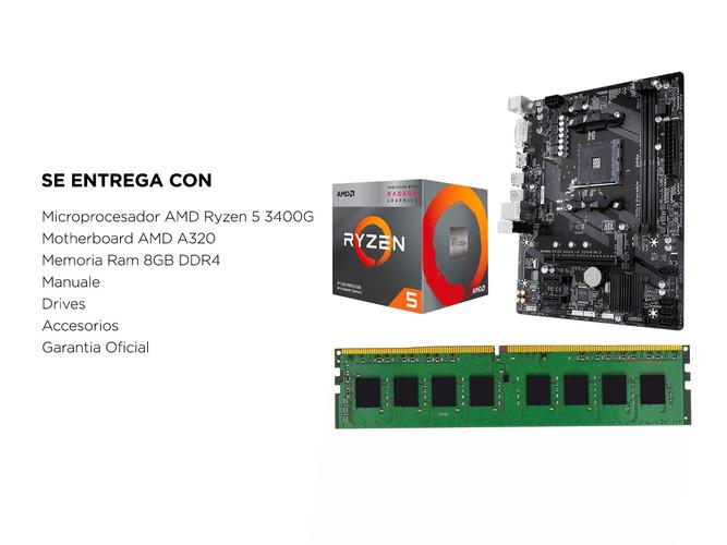Combo Actualización PC AMD Ryzen 5 3400G con Video + A320 + 8gb - 4