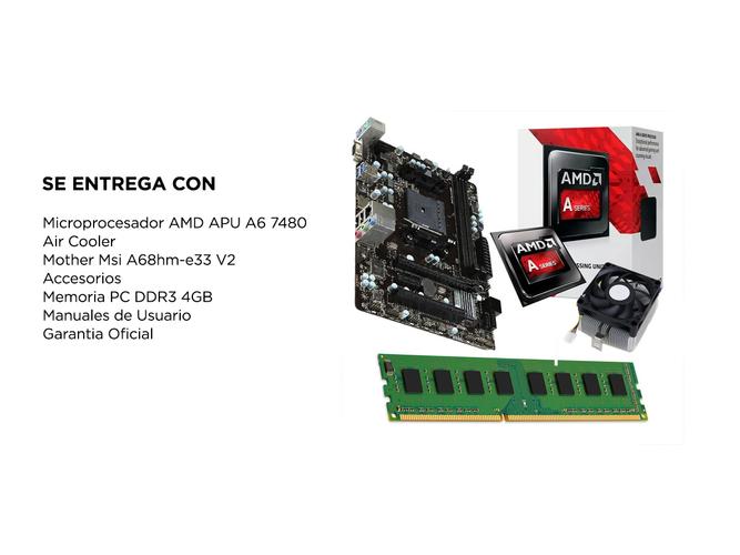 Combo Actualización PC AMD A6 7480 + A68 + 8gb - 4