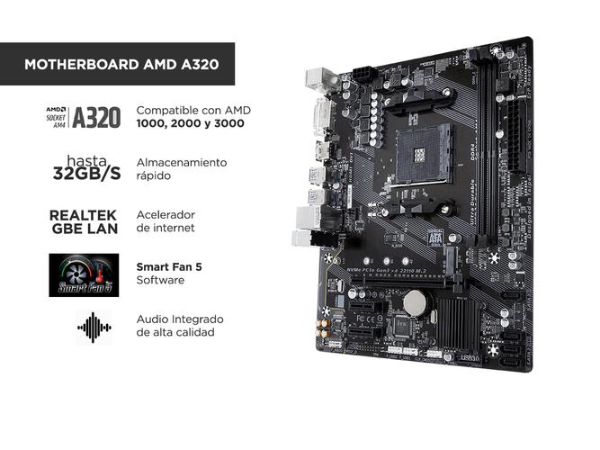 Combo Actualización PC AMD Ryzen 5 3400G con Video + A320 + 16gb - 2
