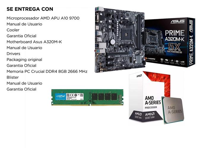 Combo Actualizacon Pc Gamer AMD 9700 c/ Radeon R7 + A320 + 8gb - 5
