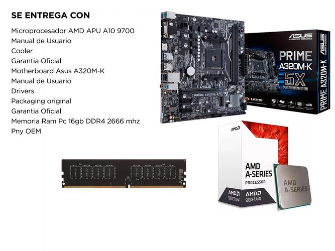 Combo Actualizacon Pc Gamer AMD 9700 c/ Radeon R7 + A320 + 16gb - 5