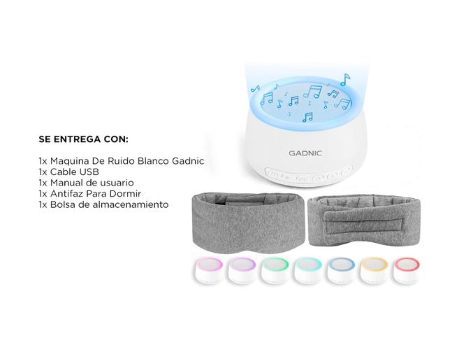 Maquina De Ruido Blanco Gadnic + Antifaz Mascara Para Dormir - 6