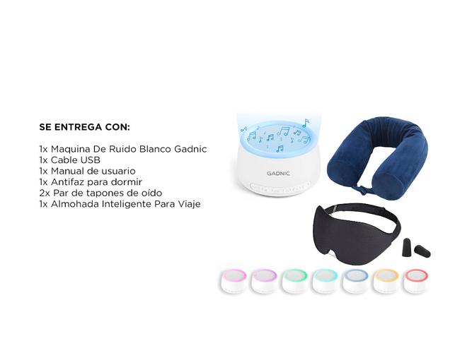 Maquina De Ruido + Antifaz Mascara Memory Foam + Almohada Inteligente - 6