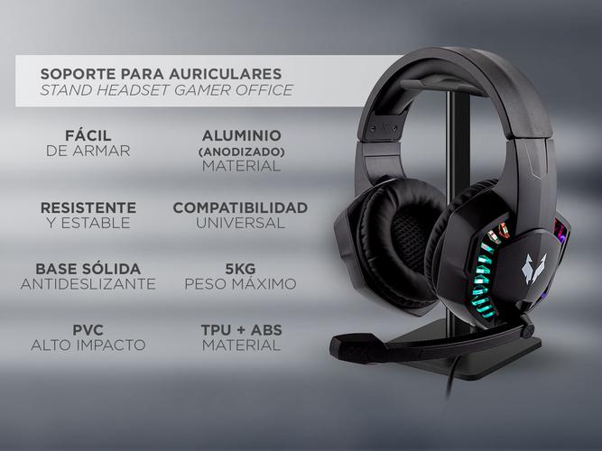 Kit Auriculares Gamer RGB Iluminado + Auriculares Con Soporte  - 2