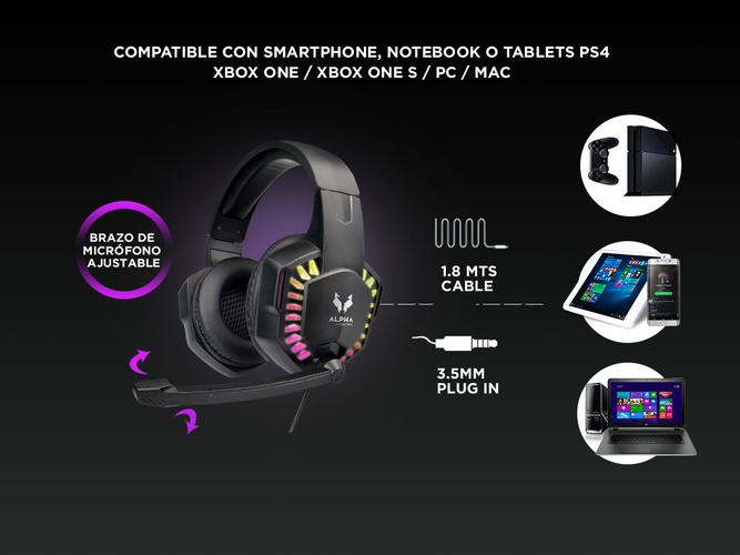 Kit Auriculares Gamer RGB Iluminado + Auriculares Con Soporte  - 3