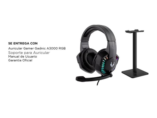 Kit Auriculares Gamer RGB Iluminado + Auriculares Con Soporte  - 6