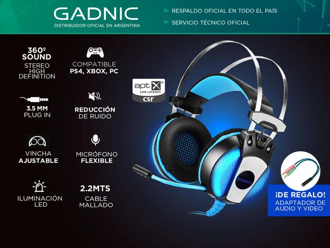 Kit auriculares Gamer Gadnic A900 + Base - 1