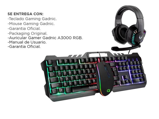 Kit Gamer Teclado Mouse RGB USB + Auriculares Gamer LED Con Micrófono  - 6