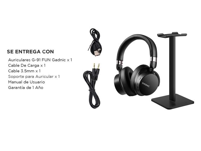 Kit auriculares Gamer Gadnic  G-91 inalambrico + Base Soporte - 6