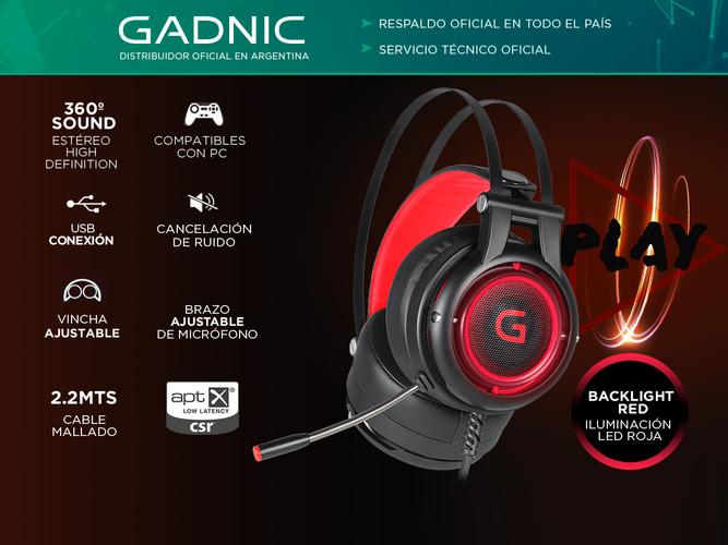 Auriculares Gamer Gadnic A800 + Base Soporte Gaming  - 1