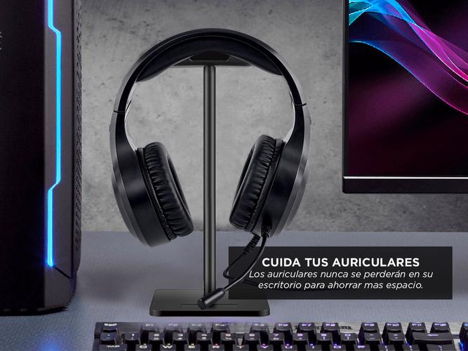 Kit auriculares Gamer Gadnic  Alpha A9000 Play Microfono Luz RGB + Base Soporte Gaming - 4