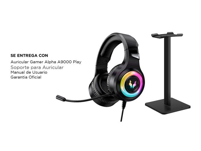 Kit auriculares Gamer Gadnic  Alpha A9000 Play Microfono Luz RGB + Base Soporte Gaming - 6