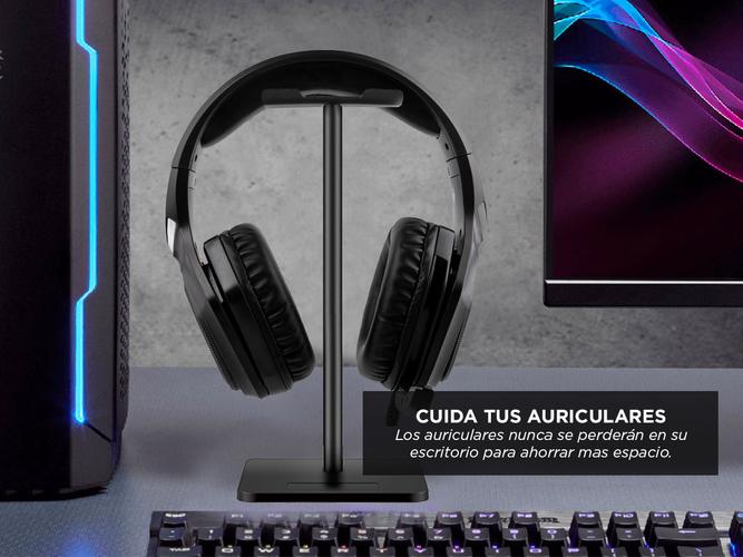 Kit auriculares Gamer Gadnic Alpha A8800 Play Microfono Luz RGB + Base Soporte Gaming - 4