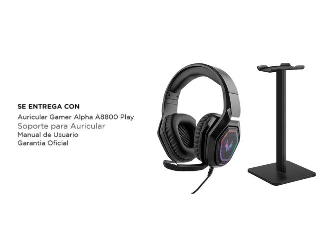 Kit auriculares Gamer Gadnic Alpha A8800 Play Microfono Luz RGB + Base Soporte Gaming - 6
