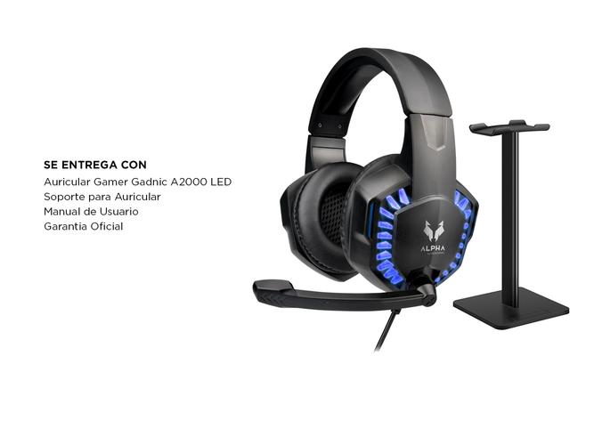 Kit Auriculares Gadnic Gamer A2000 RGB + Auriculares Gamer031 Con Soporte - 6