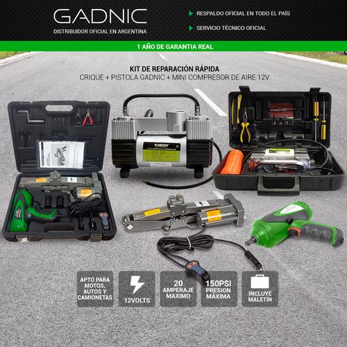 Kit Crique y Pistora Gadnic + Mini Compresor de Aire 12V - 1