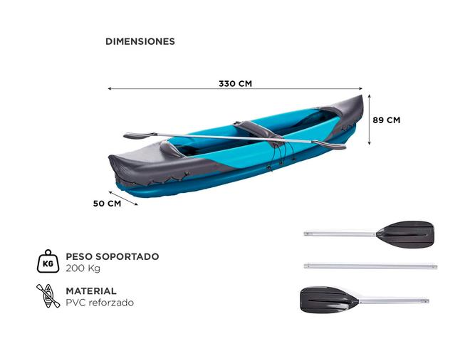 Kayak Inflable South Port Para 2 Personas 200KG  - 4