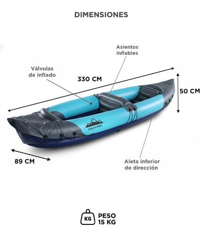 Kayak Inflable South Port Para 2 Personas 200KG  - 5