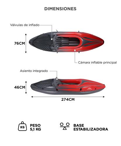 Kayak Inflable Southport By Gadnic 1 Persona Con Remo, Inflador y Bolso Liviano Para Lago Y Río - 5