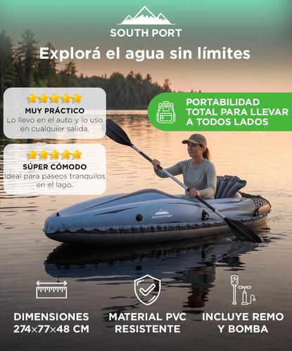 Kayak Inflable SouthPort By Gadnic 1 Persona Con Remo, Inflador y Bolso - 1